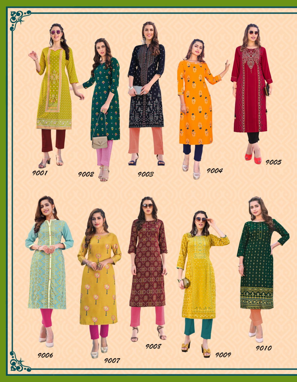 Gardencity 9 Latest Fancy Ethnic Wear Printed Designer Rayon Kurti Collection
